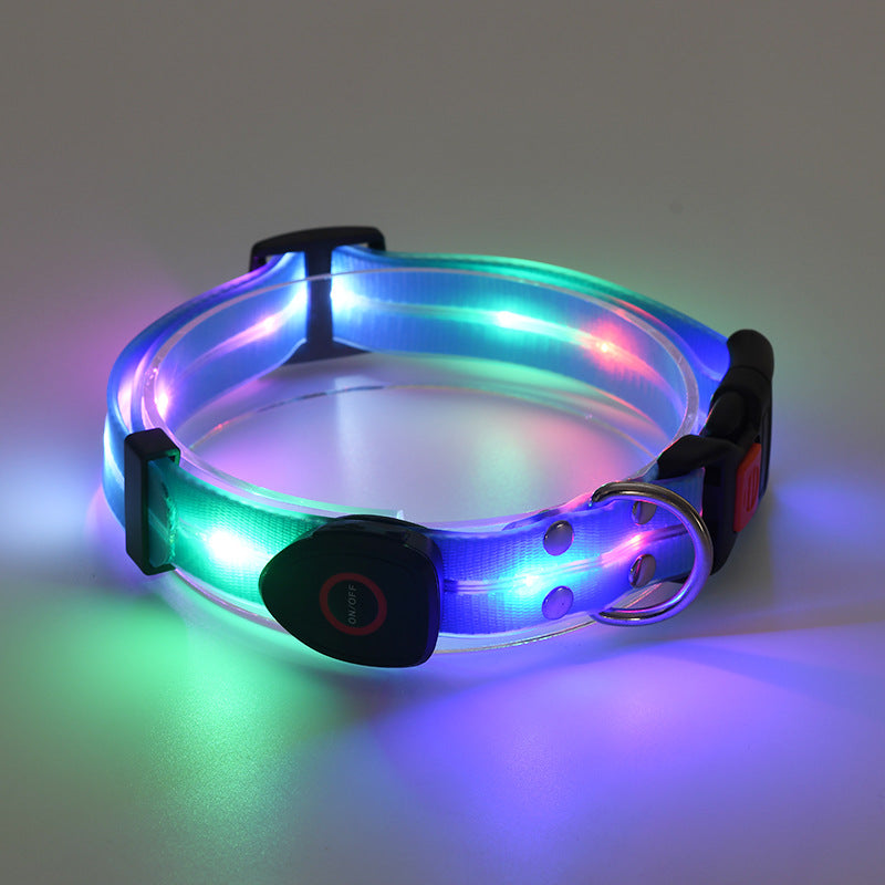LED-Leuchthalsband mit wiederaufladbarem Akku und Nylon-Leine